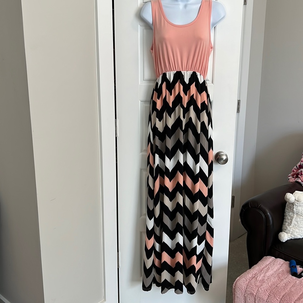Peach chevron maxi dress